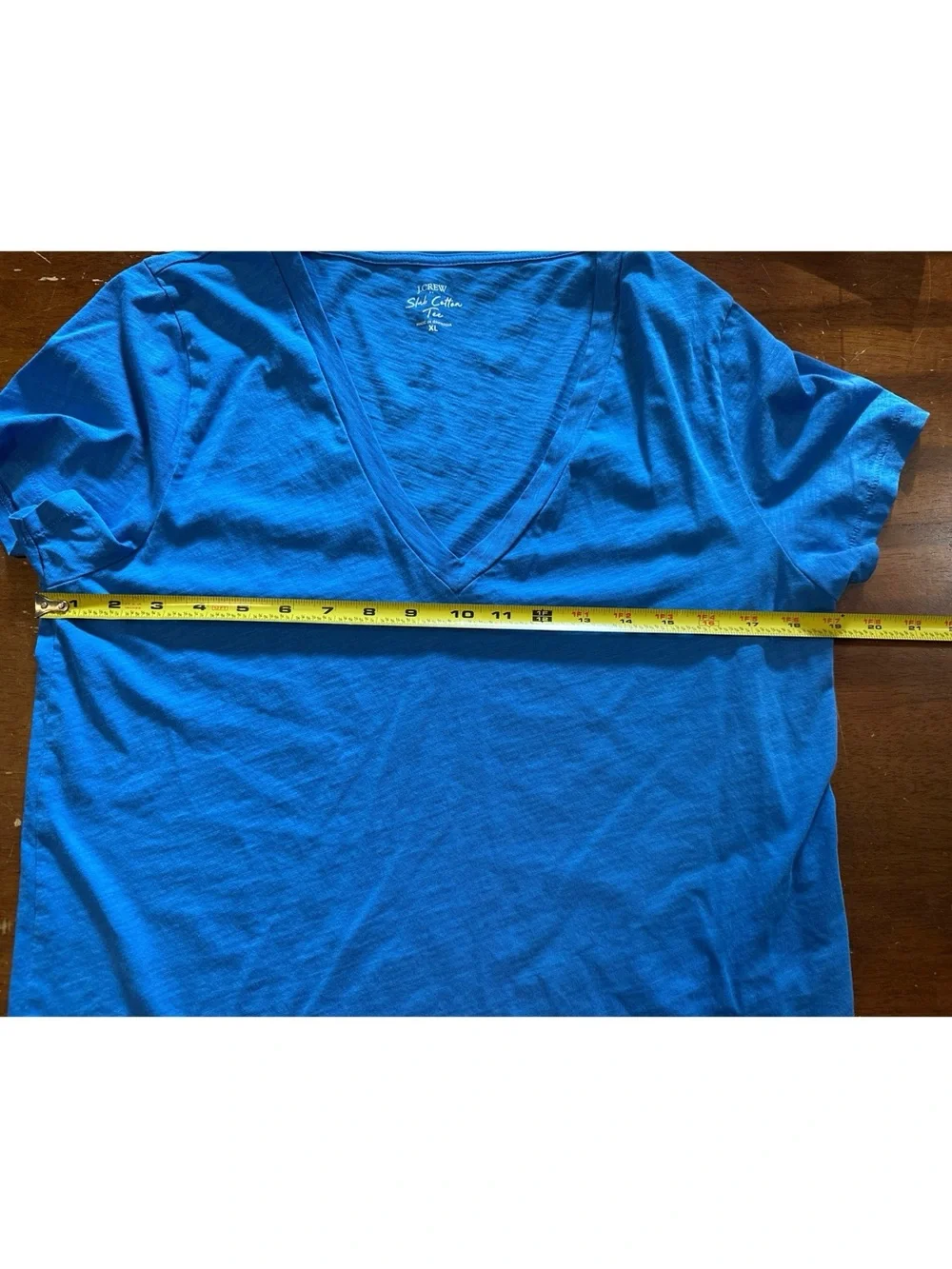 J. Crew Women’s Slub Cotton V-Neck Short Sleeve Tee in Blue Size XL